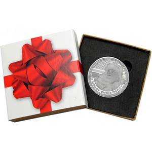 2022 Merry Christmas Patriotic Santa Claus 1oz .999 Silver Medallion in Gift Box