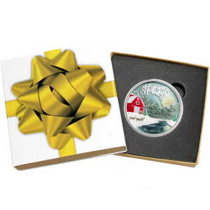 2025 Happy Holidays Moonlit Creek Farm Scene 1oz .999 Silver Medallion Enameled in Gift Box 2025 Happy Holidays Moonlit Creek Farm Scene 1oz .999 Silver Medallion Enameled in Gift Box