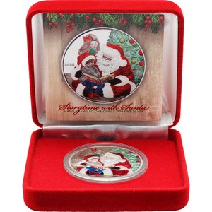 Limited! 2025 Storytime with Santa 1oz .999 Silver Medallion Enameled in Clamshell Gift Box with COA Limited! 2025 Storytime with Santa 1oz .999 Silver Medallion Enameled in Clamshell Gift Box with COA