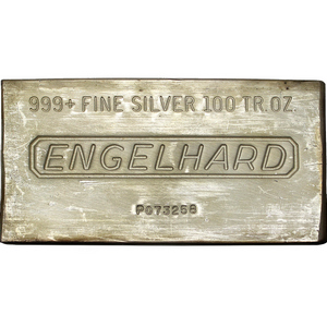 100oz .999 Silver Engelhard Bar - Secondary Market 100oz .999 Silver Engelhard Bar - Secondary Market