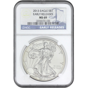 2013 Silver American Eagle MS69 ER NGC Blue Label