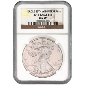 2011 Silver American Eagle 25th Anniversary MS69 NGC Brown Label 2011 Silver American Eagle 25th Anniversary MS69 NGC Brown Label