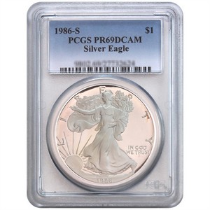 1986 S Silver American Eagle PR69 DCAM PCGS 1986 S Silver American Eagle PR69 DCAM PCGS