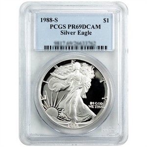1988 S Silver American Eagle PR69 DCAM PCGS Blue Label 1988 S Silver American Eagle PR69 DCAM PCGS Blue Label