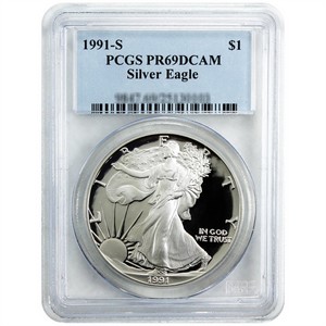 1991 S Silver American Eagle PR69 DCAM PCGS 1991 S Silver American Eagle PR69 DCAM PCGS