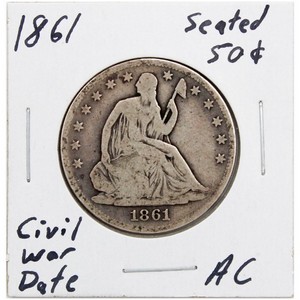 1861 Liberty Seated Half Dollar in Average Circulated Condition