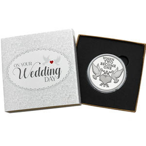 When Two Become One Doves 1oz .999 Silver Medallion Dated 2022 in Gift Box
