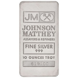 Johnson Matthey 10oz .999 Silver Bar - Secondary Market Johnson Matthey 10oz .999 Silver Bar - Secondary Market
