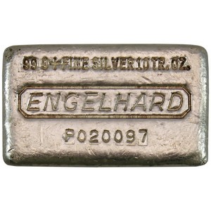 Engelhard Poured 10oz .999 Silver Bar - Secondary Market Engelhard Poured 10oz .999 Silver Bar - Secondary Market