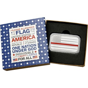 American Flag Red Line 1oz .999 Silver Bar Enameled in Gift Box American Flag Red Line 1oz .999 Silver Bar Enameled in Gift Box