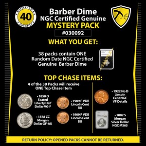 Barber Dime NGC Certified Genuine Mystery Pack #030092