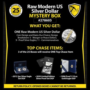 Raw Modern US Silver Dollar Mystery Pack #278605