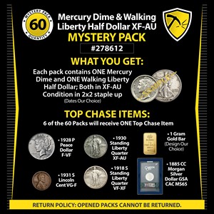 Mercury Dime & Walking Liberty Half Dollar XF-AU Mystery Pack #278612