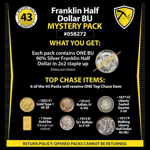 Franklin Half Dollar BU Mystery Pack #058272 Franklin Half Dollar BU Mystery Pack #058272