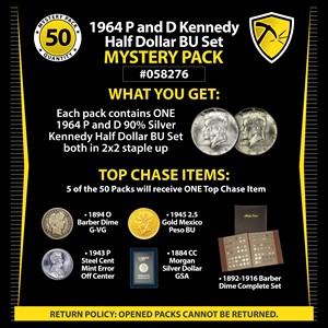 1964 P and D Kennedy Half Dollar BU Set Mystery Pack #058276