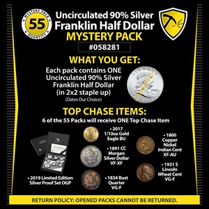 Uncirculated 90% Silver Franklin Half Dollar Mystery Pack #058281