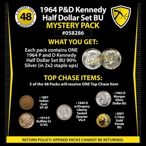 1964 P&D Kennedy Half Dollar Set BU Mystery Pack #058286