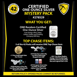 Random Certified 1oz Silver Coin Mystery Pack #278529