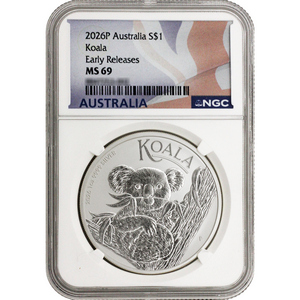 2026 Australia Silver Koala 1oz MS69 ER NGC Flag Label