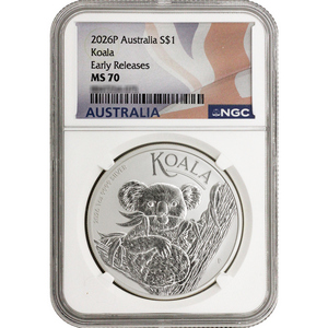 2026 Australia Silver Koala 1oz MS70 ER NGC Flag Label