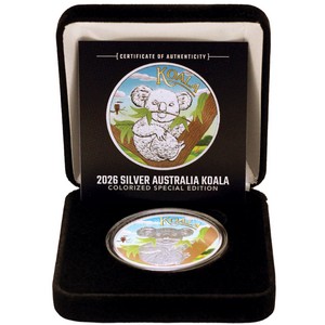 2026 P Australia 1 oz Colorized Silver Koala BU with COA