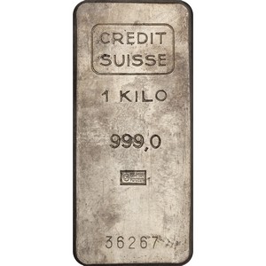 Credit Suisse 1 Kilo .999 Silver Bar - Secondary Market Credit Suisse 1 Kilo .999 Silver Bar - Secondary Market