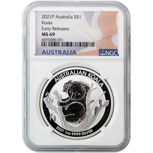 2021 P Australia Silver Koala 1oz MS69 ER NGC Flag Label