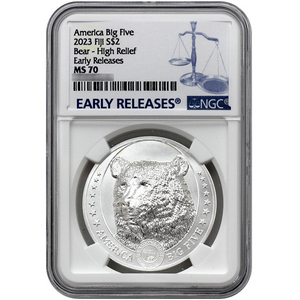 2023 Fiji (Big 5) Brown Bear 1oz Silver MS70 ER NGC Blue Label 2023 Fiji (Big 5) Brown Bear 1oz Silver MS70 ER NGC Blue Label