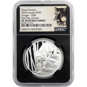 2024 Canada Silver Great Hunters "Cougar" 1oz UHR PF70 UC NGC Canada Label 2024 Canada Silver Great Hunters "Cougar" 1oz UHR PF70 UC NGC Canada Label