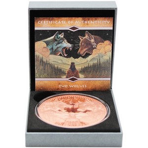 2025 Copper Mesa Grande "Two Wolves" 5oz Proof Like Coin in OGP 2025 Copper Mesa Grande "Two Wolves" 5oz Proof Like Coin in OGP