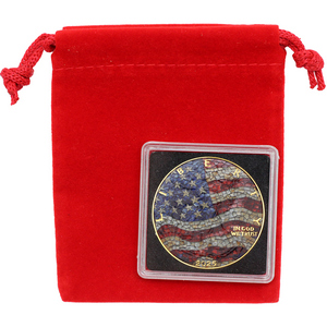 2025 Gilded Silver American Eagle BU Coin US Flag Mosaic Series in Pouch 2025 Gilded Silver American Eagle BU Coin US Flag Mosaic Series in Pouch