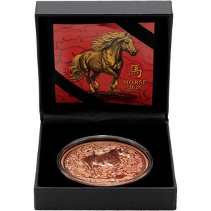 2026 Copper Liberia Lunar Year of the Horse 5oz Ultra High Relief Coin in OGP 2026 Copper Liberia Lunar Year of the Horse 5oz Ultra High Relief Coin in OGP