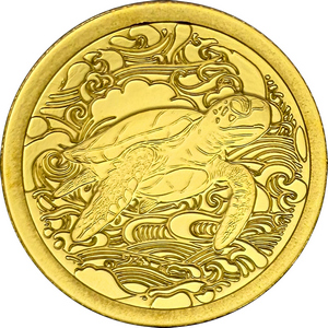 2025 Gold Pitcairn Islands Ocean Wonders: Sea Turtle 0.5 Gram PF Coin