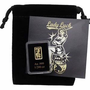 2026 Liberia Gold Prooflike Lady Luck 1/200oz Ingot in OGP