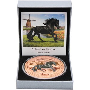 2026 $1 Liberia 5oz Colorized Copper Friesian Horse BU OGP 2026 $1 Liberia 5oz Colorized Copper Friesian Horse BU OGP