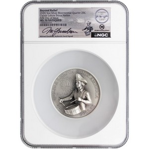 2026 25C Oglala Lakota Sioux Nation Beyond Relief 5oz Silver Bicentennial Quarter NGC MS70 Antiqued 2026 25C Oglala Lakota Sioux Nation Beyond Relief 5oz Silver Bicentennial Quarter NGC MS70 Antiqued
