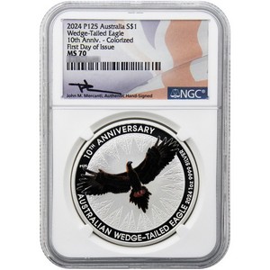 2024 P Australia Wedge-Tailed Eagle Silver 1oz Colorized Coin MS70 FDI NGC Flag Core Mercanti Signed 2024 P Australia Wedge-Tailed Eagle Silver 1oz Colorized Coin MS70 FDI NGC Flag Core Mercanti Signed