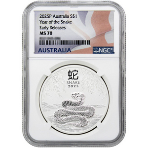 2025 P Australia Silver Year of the Snake Lunar Series III 1oz Coin MS70 ER NGC Flag Label 2025 P Australia Silver Year of the Snake Lunar Series III 1oz Coin MS70 ER NGC Flag Label