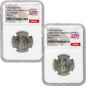 2026 P&D Semiquincentennial Quarter Declaration of Independence Set NGC MS65 ER America 250 Label