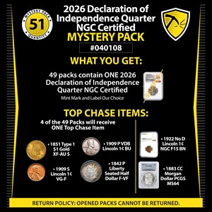 2026 Declaration of Independence Quarter NGC Certified Mystery Pack #040108