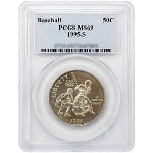 1995 S Olympic Baseball Half Dollar MS69 PCGS 1995 S Olympic Baseball Half Dollar MS69 PCGS