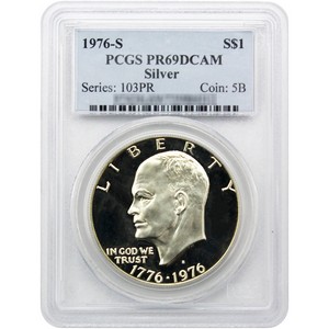 1976-S Eisenhower Dollar Bicentennial Silver PR69DCAM PCGS 1976-S Eisenhower Dollar Bicentennial Silver PR69DCAM PCGS