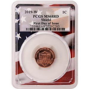 2019 W Lincoln Shield Cent MS68 RD FDI PCGS Flag Picture Frame 2019 W Lincoln Shield Cent MS68 RD FDI PCGS Flag Picture Frame