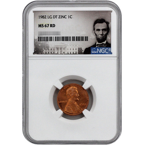 1982 Large Date Lincoln Cent MS67 RD NGC Portrait Label 1982 Large Date Lincoln Cent MS67 RD NGC Portrait Label