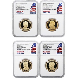 2013 S Presidential Dollars 4pc Set PF69 UC NGC Made in the USA Label