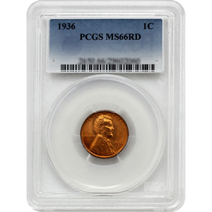1936 Lincoln Wheat Cent MS66 RD PCGS Blue Label