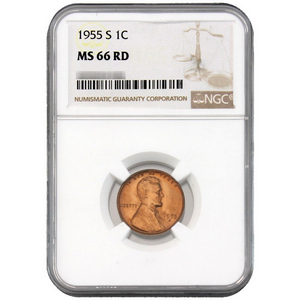 1955 S Lincoln Cent MS66 RD NGC 1955 S Lincoln Cent MS66 RD NGC