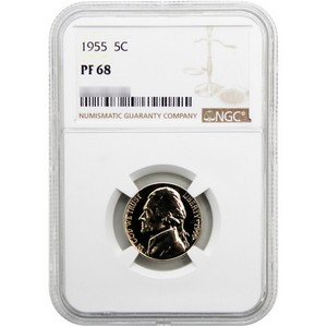 1955 Jefferson Nickel PF68 NGC Brown Label