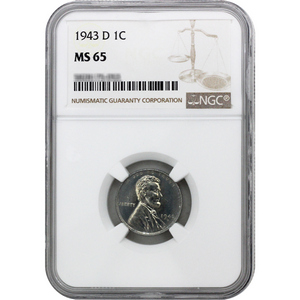 1943 D Lincoln Cent Steel MS65 NGC