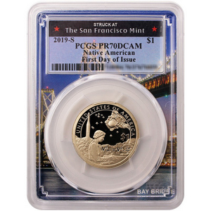 2019 S Native American Dollar PR70 DCAM FDI PCGS Bridge Picture Frame